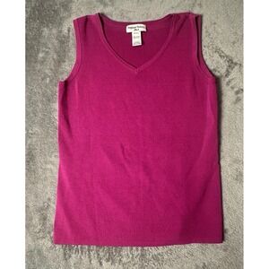 Women's Stephanie Thomas Hot Pink Fuchsia Tank Top  Sleeveless V-Neck Sz 10 - 12